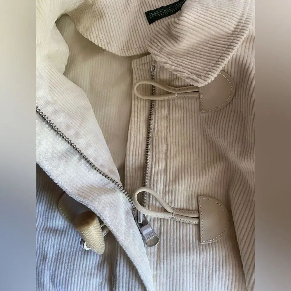 Vintage Ralph Lauren Jacket Rare womens corduroy Ivory Horn Buttons Sz L NWT - Picture 10 of 16